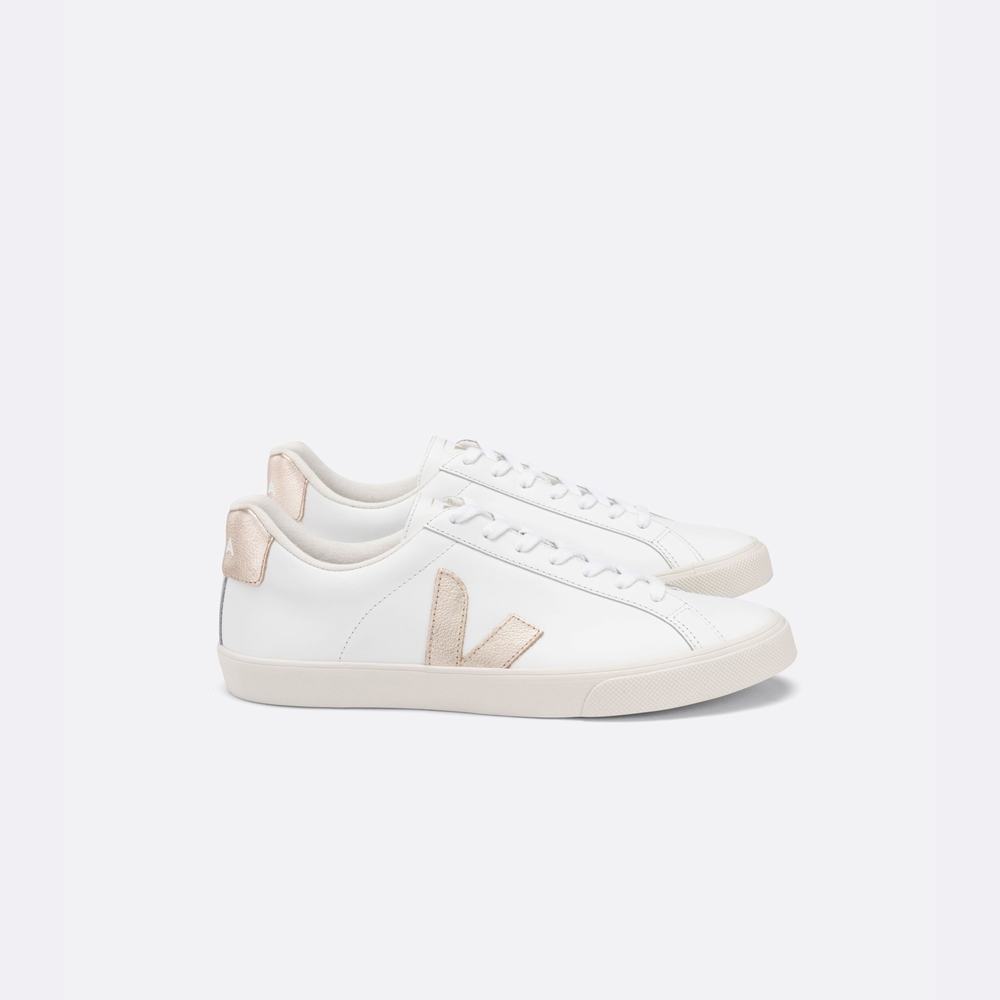 Veja Esplar Läder Sneakers Dam Vita | Sverige-43210