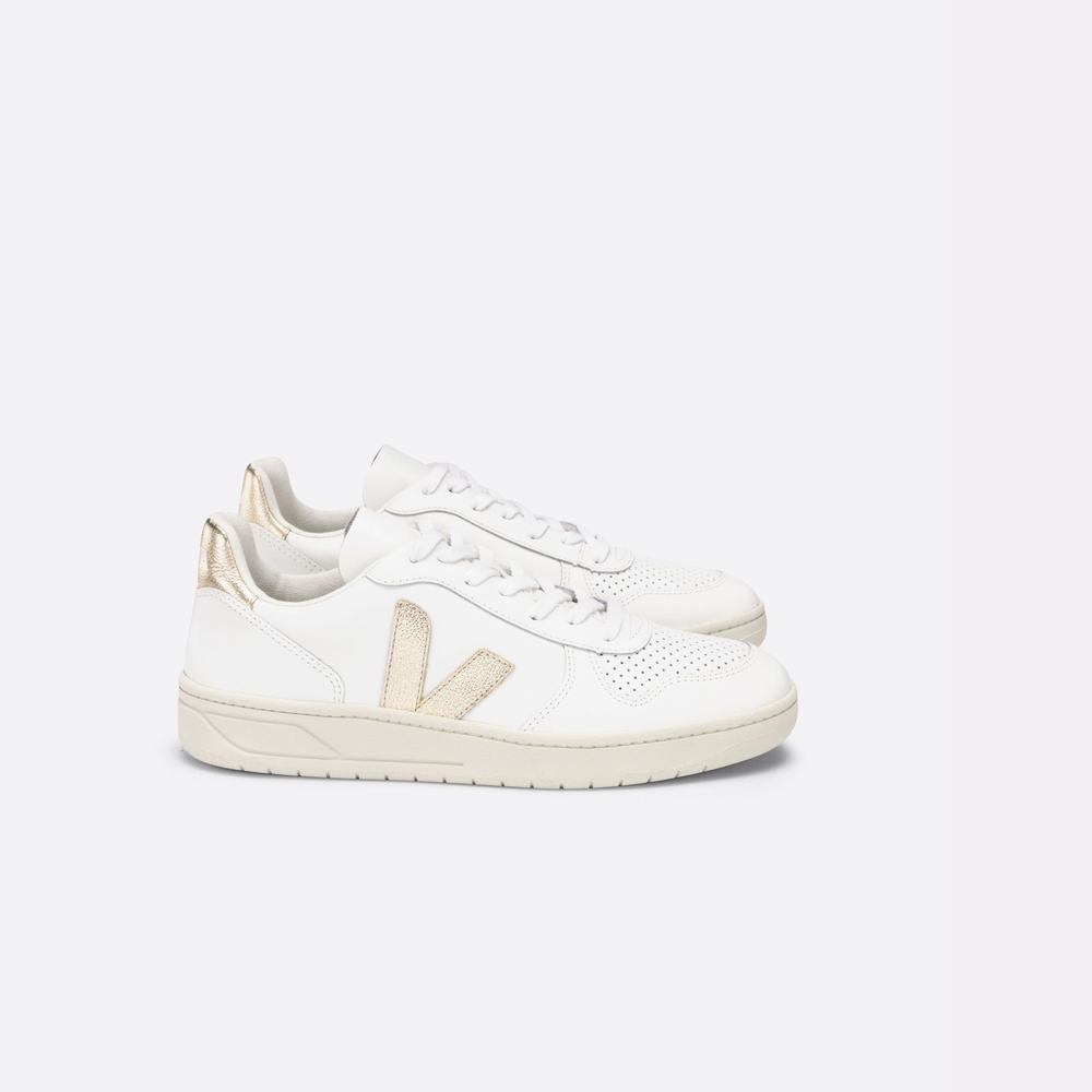 Veja V-10 Läder Sneakers Dam Vita | Sverige-38295