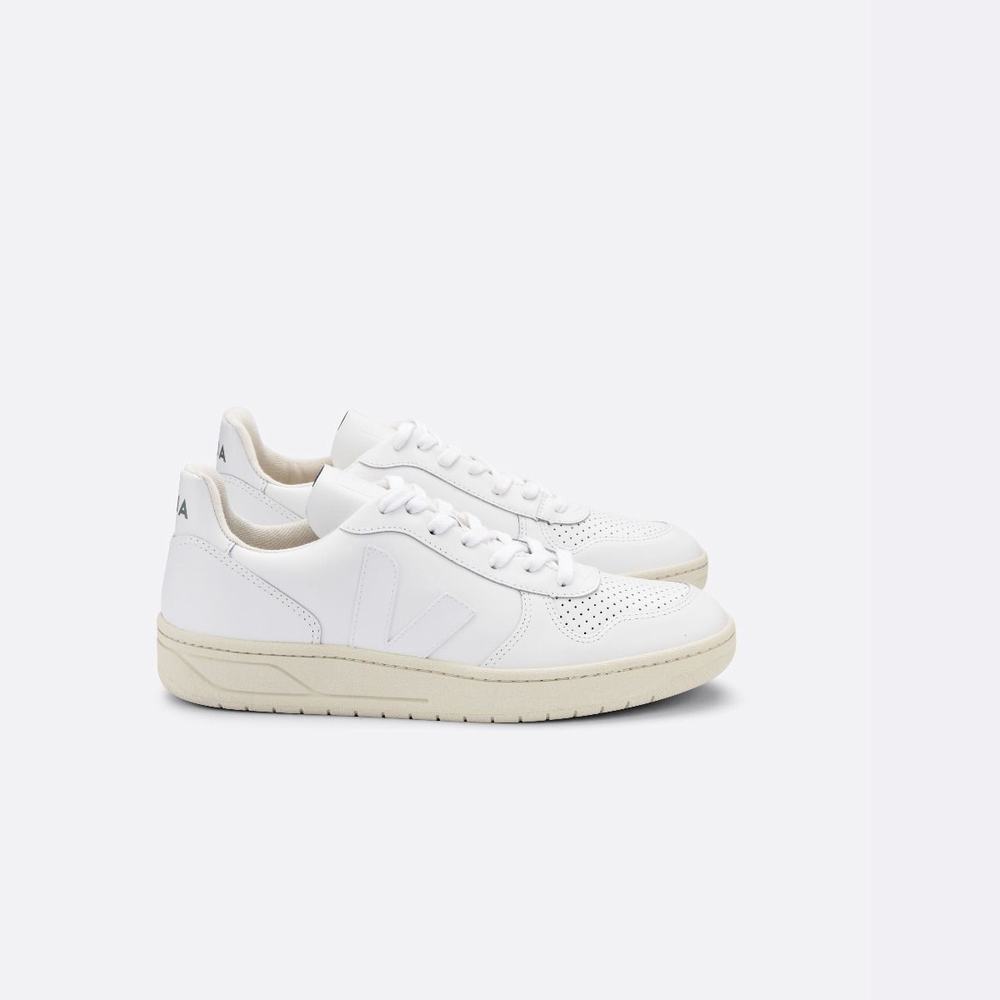 Veja V-10 Läder Sneakers Dam Vita | Sverige-63029
