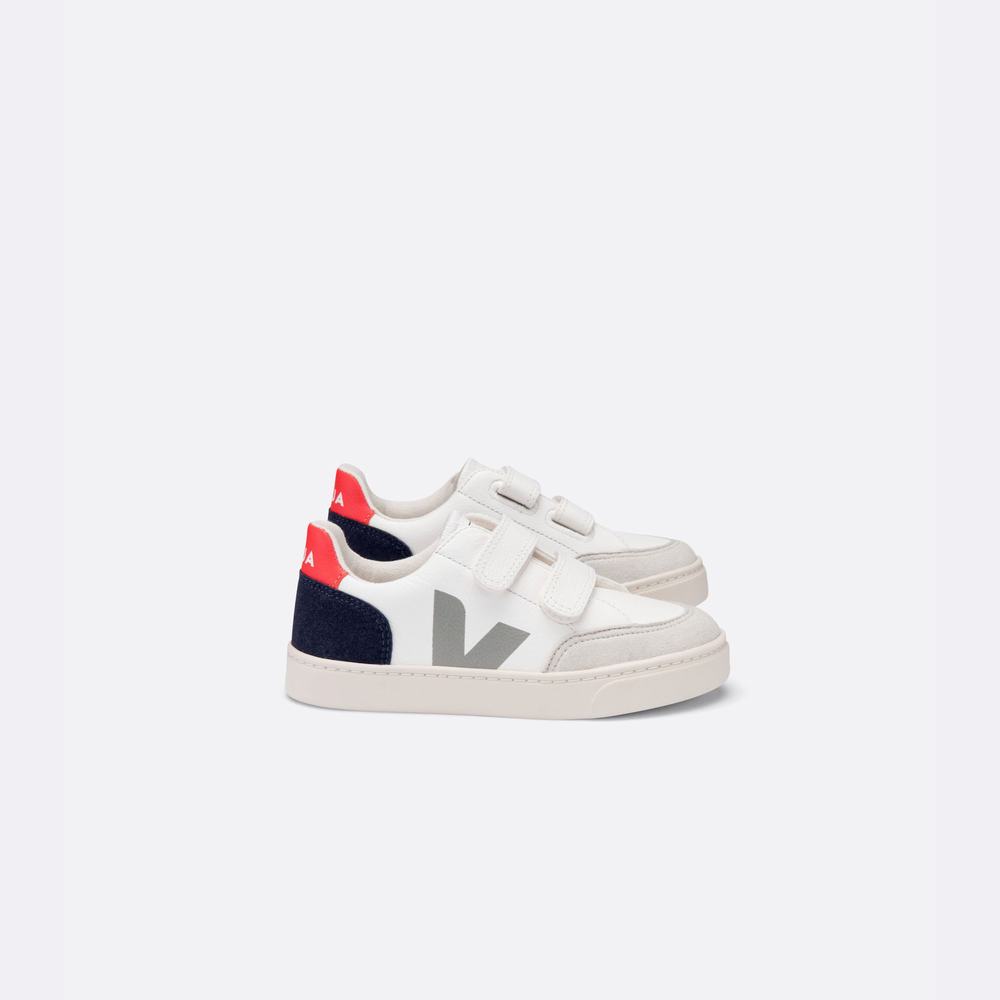Veja V-12 Chromefree Läder Sneakers Barn White/Multicolor | Sverige-57239